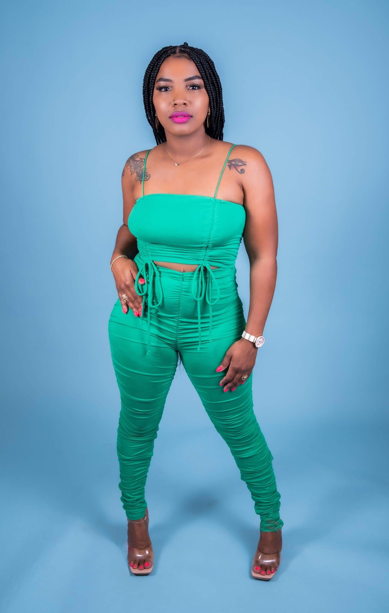 Pretty In Green Ruched Set